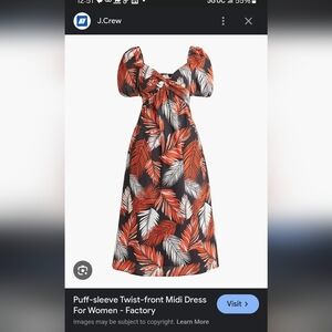 J.Crew Women's Puff Sleeve Twist Front Midi Dress Size 4
